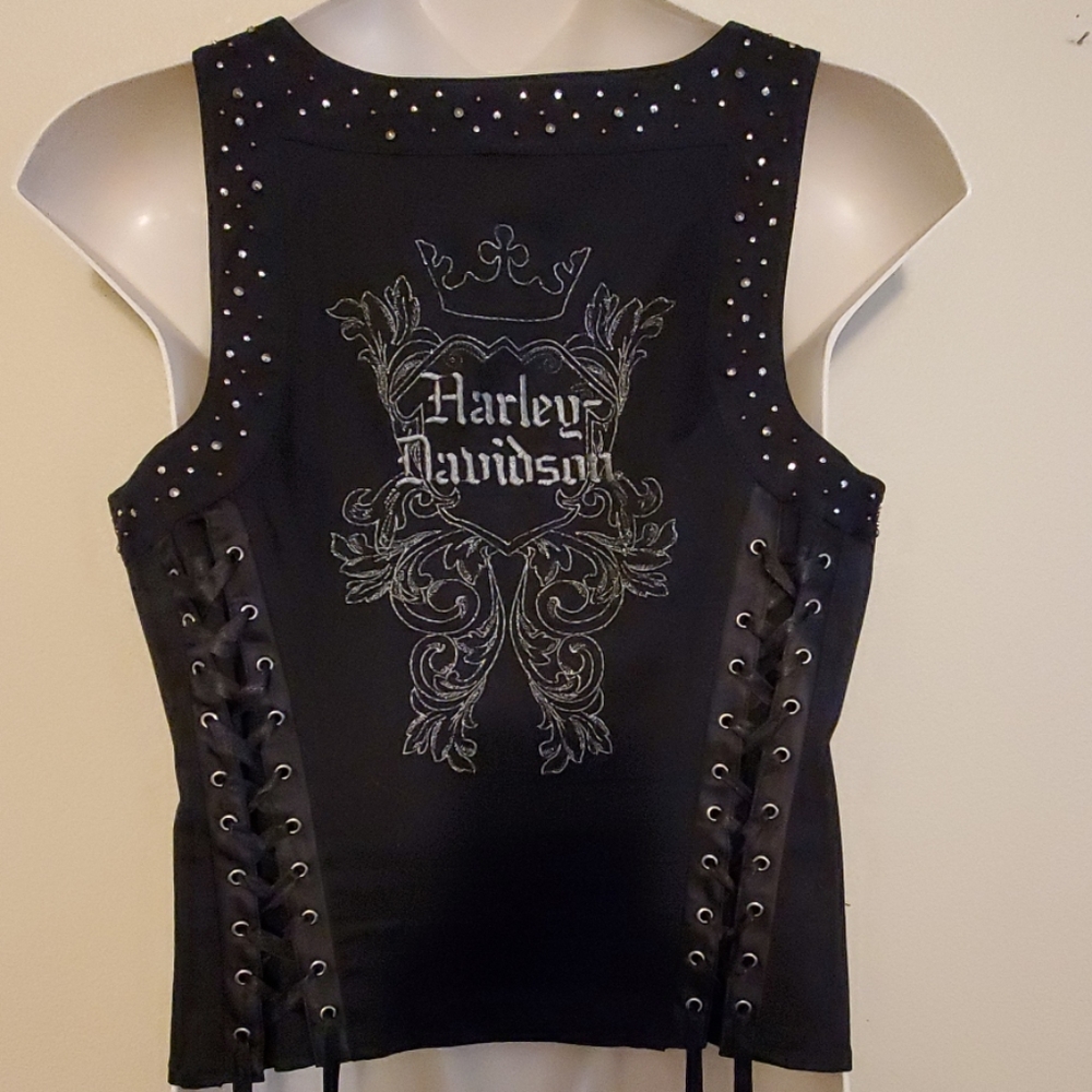 Harley Davidson Sexy Black Corset Motorcycle Vest